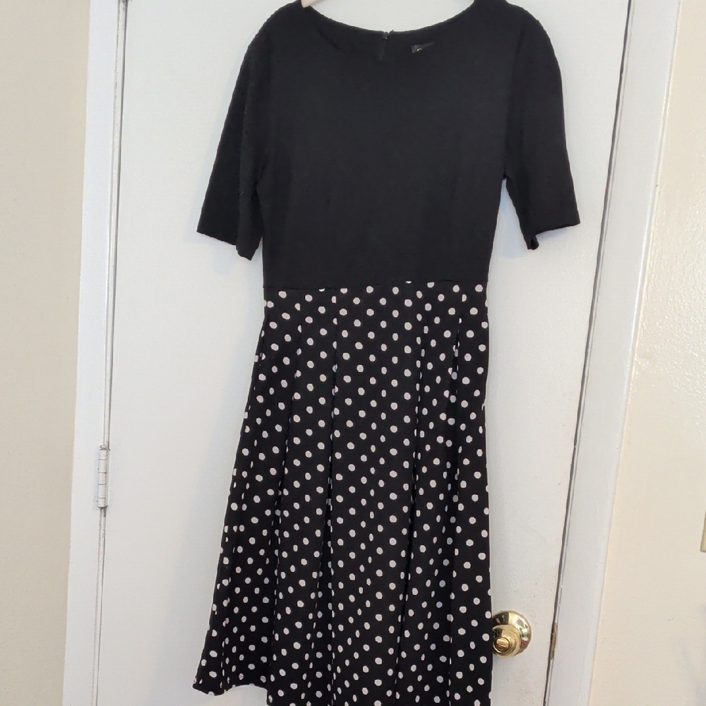 Elegant Black and White Polka Dot Dress